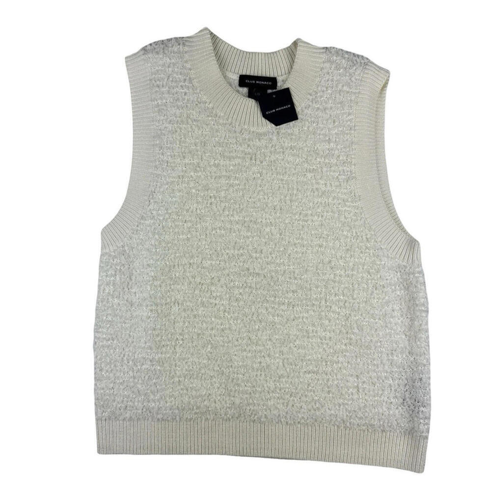 Club Monaco Boucle Knit Tank Top White Size L